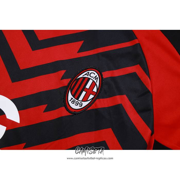 Chandal del AC Milan 2023-2024 Manga Corta Rojo y Negro